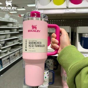 Stanley 40oz Flamingo Pink Tumbler Stainless Steel H2.0 FlowState Quencher